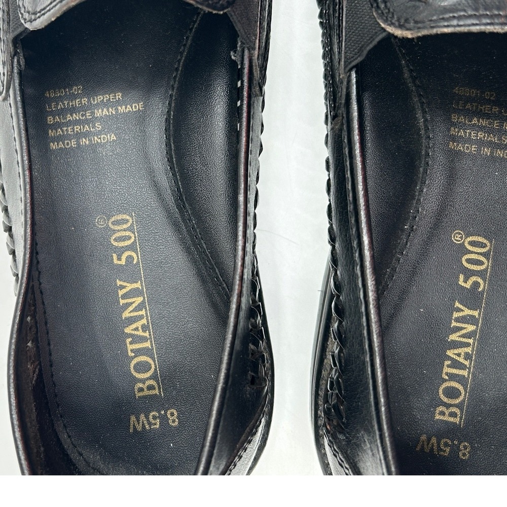Botany 500 Woven Leather Loafers Mens 8.5W Black Basket Weave Slip On - Picture 12 of 12